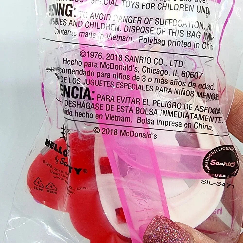 2018 Hello Kitty White Pink Whisker Fashion Glasses #1 Polka Dot Bow McDonald's